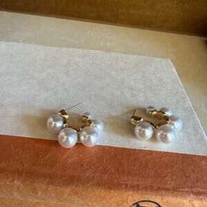 Gold Pearl Cluster Earrings- fancy chic modern accessories elegant fashion